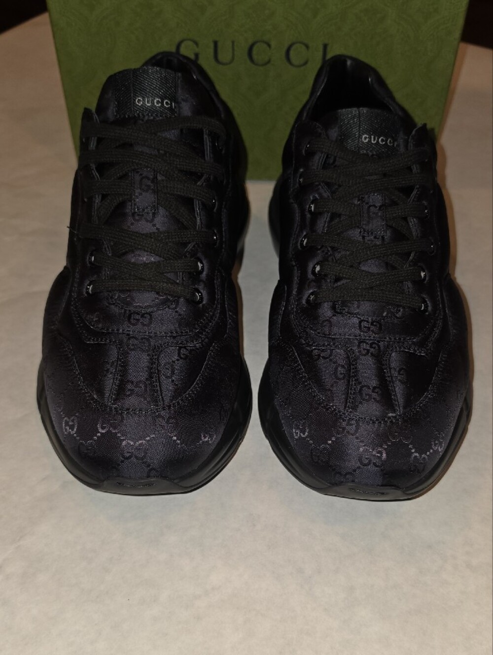 Gucci Black GG Satin Low-Top Sneakers - Picture 8 of 9